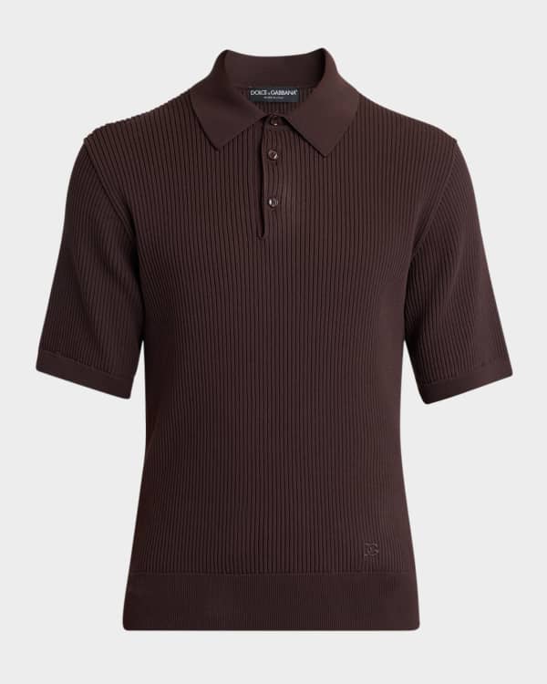 Dolce&Gabbana Men's Cotton Mesh Knit Johnny Collar Polo Shirt