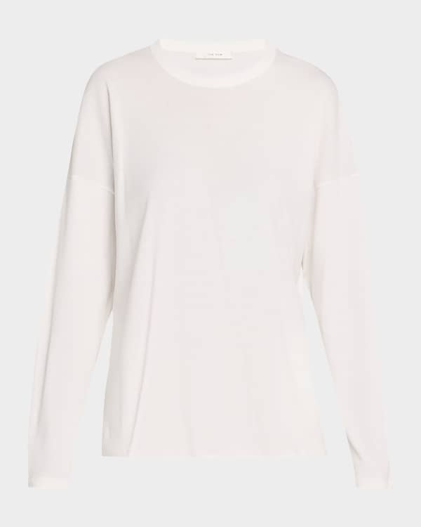 THE ROW Dolino Long-Sleeve Cotton Top | Neiman Marcus