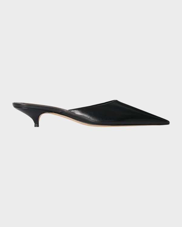 THE ROW Coco Kitten-Heel Ankle-Tie Mules | Neiman Marcus