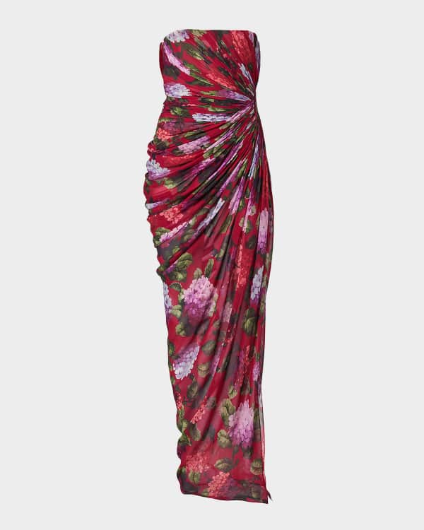 carolina herrera metallic twist tiered mini dress Carolina Herrera Metallic Strapless Twist Ruffle Mini Dress