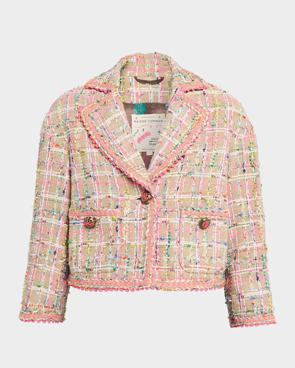 Cinq à Sept Lia Tweed-Embellished Short-Sleeve Jacket | Neiman Marcus