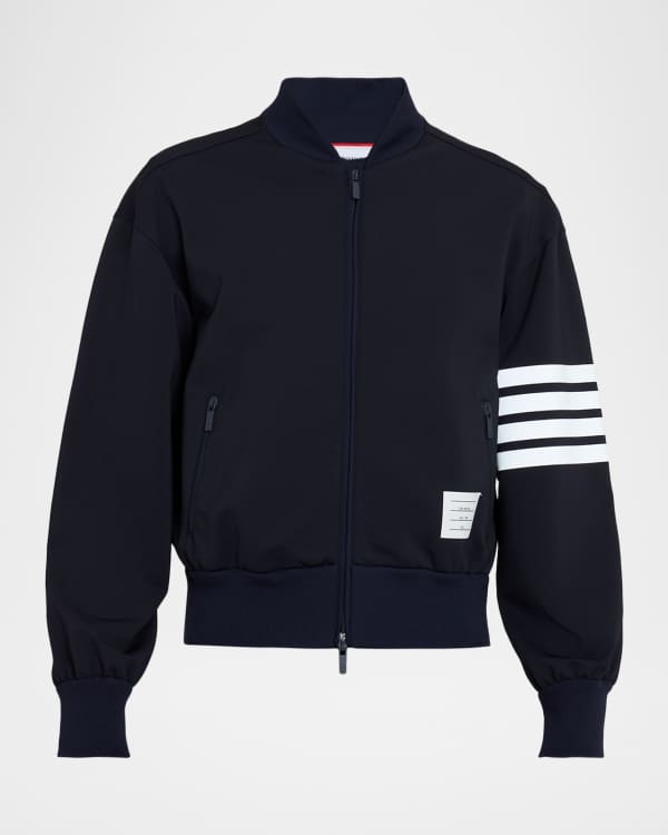 Thom Browne Men's Striped Leather Varsity Jacket | Neiman Marcus