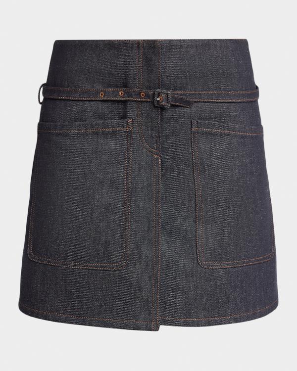 Burberry Dahlia Pleated Denim Mini Skirt | Neiman Marcus