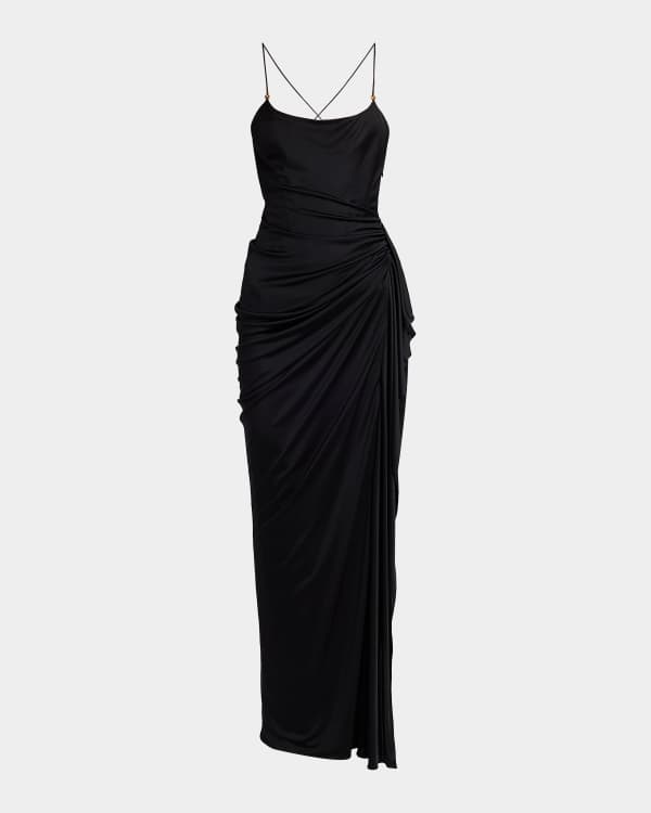 navy blue dress for baby girl VERSACE S/S 2005 Runway Sexy Plunged Open Back Dress IT 38