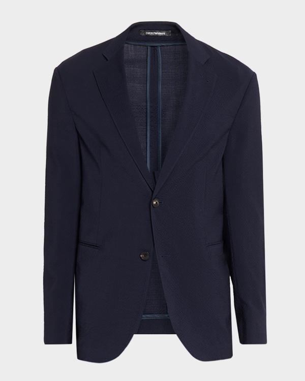 Jacquemus Men's Bastide Collarless Tailored Wool Jacket | Neiman