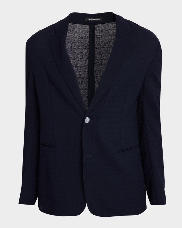 Giorgio Armani Men's Chevron Stitch Cotton Knit Blazer | Neiman Marcus