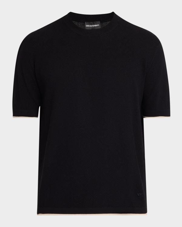 Emporio Armani Men's Textured Short-Sleeve Zip Polo Sweater