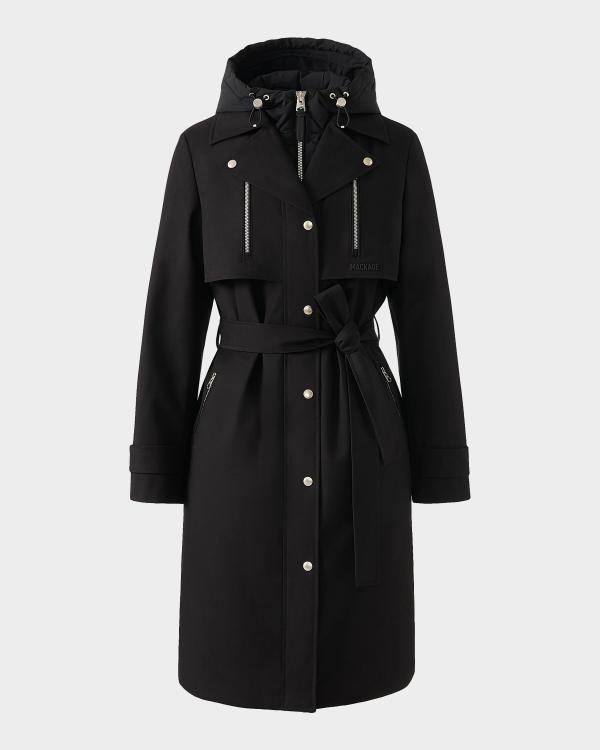 Fleurette Margaux Mid-Length Wool Coat with Leather Trim | Neiman