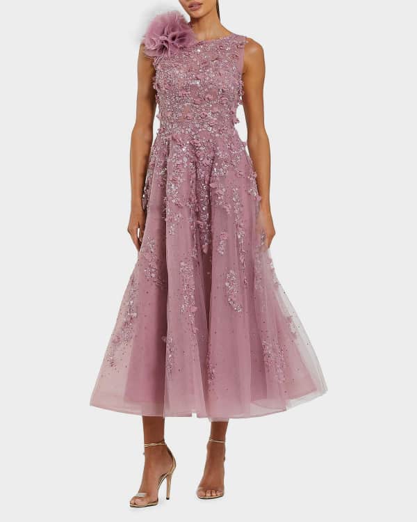 strapless open back dress SP White and Pink Boucle Chiffon Midi Dress main image 0