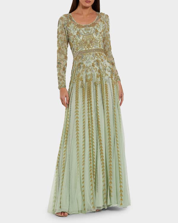 Mac Duggal Evening Pleated Cape Gown | Neiman Marcus
