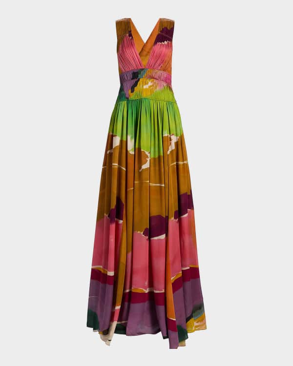 gathered maxi dress La Lune One-Shoulder Gathered Maxi Dress – Georgette