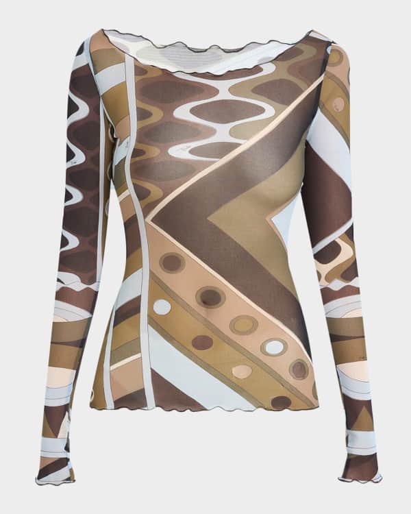 Pucci Pesci-Print Silk Twill Halter Scarf Top | Neiman Marcus