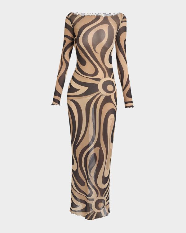 pucci backless dress PUCCI Printed Silk Open Back Minidress Emilio Pucci
