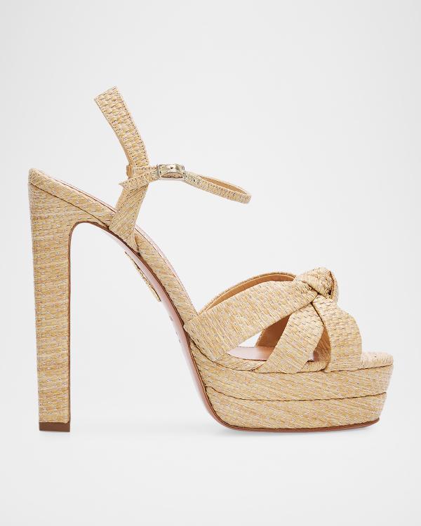 Aquazzura Honeycomb Nina Knot Platform Sandals | Neiman Marcus
