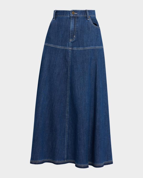 Cinq à Sept Veena Colorblock Denim Midi Skirt | Neiman Marcus