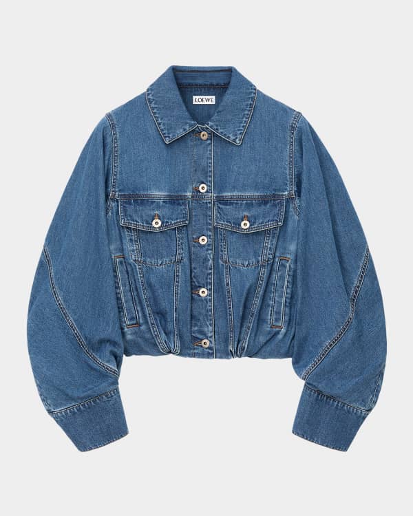 Loewe Leather Button-Front Cropped Jacket | Neiman Marcus