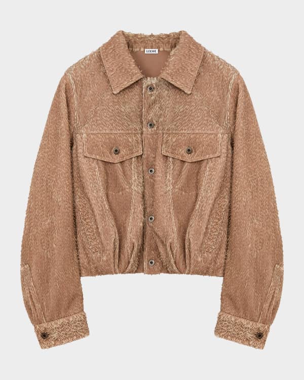 Loewe Leather Button-Front Cropped Jacket | Neiman Marcus