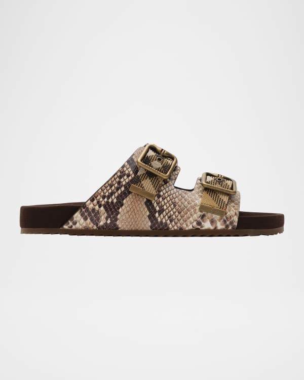 Burberry Python-Embossed Zipper Mule Sandals | Neiman Marcus