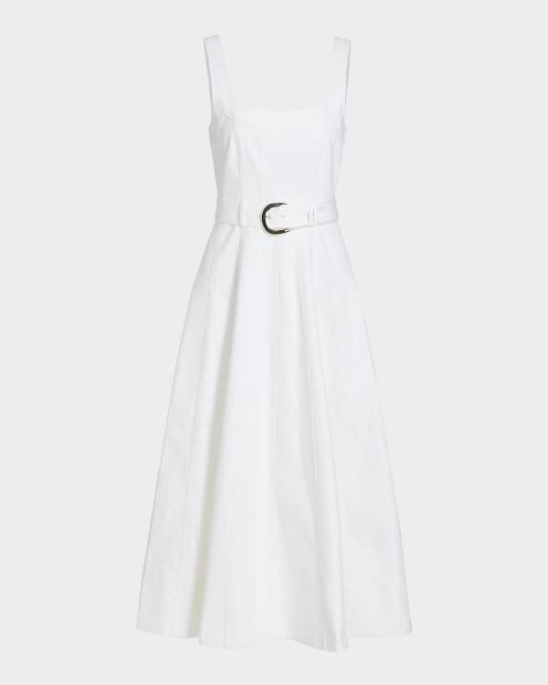 white leather midi dress The Countermove Halter Faux Leather Midi Dress