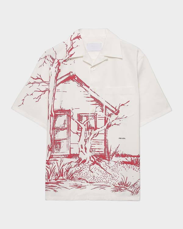 Prada Men's Hawaiian-Print Short-Sleeve Shirt | Neiman Marcus