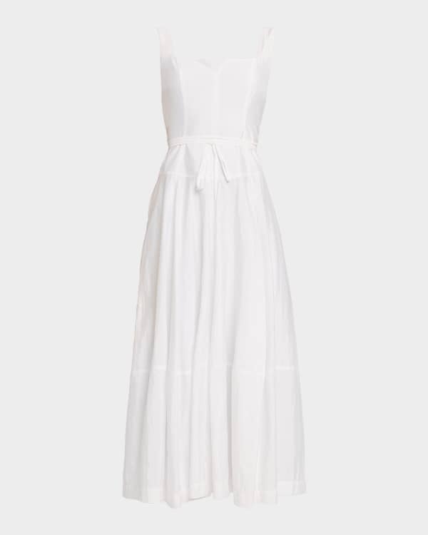 Cinq a Sept Camille Polka Dot Ruffled Midi Dress | Neiman Marcus