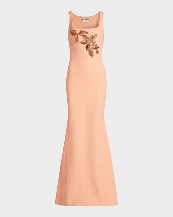 rialto jacquard floor-length dress Rialto Floral Chiffon Maxi Dress- Women's Designer Luxury Dresses