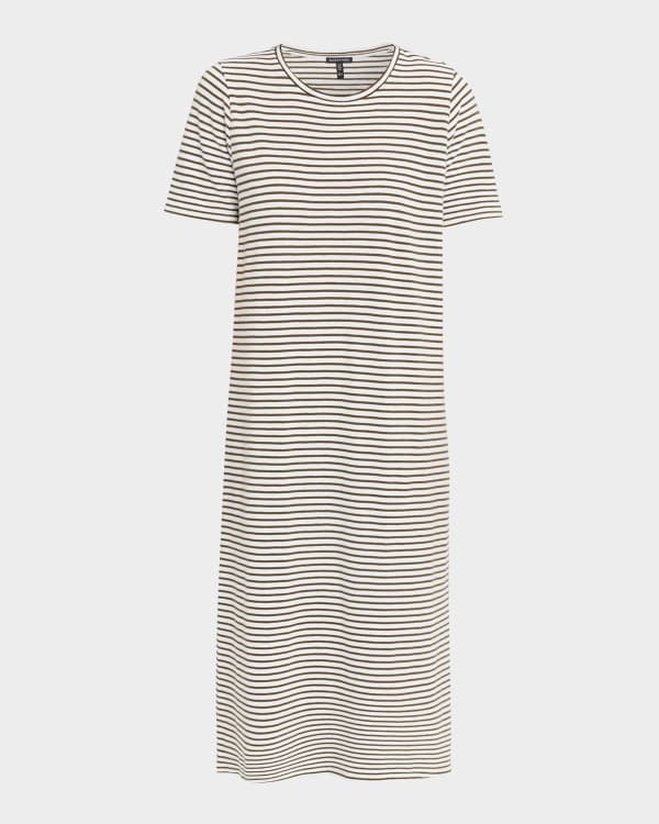 eileen fisher striped linen dress Eileen Fisher Striped Linen Midi Shirt Dress In Black And White - 60% Off