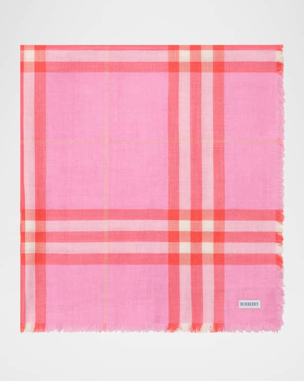 Burberry Wide EKD Check Wool Silk Scarf | Neiman Marcus