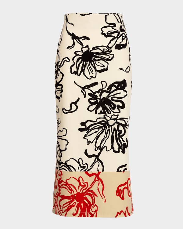 Silvia Tcherassi Viveka Striped Silk Skirt | Neiman Marcus