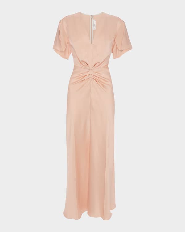 victoria beckham metallic dress Victoria Beckham Vb Body One-shoulder Metallic Lurex Midi Dress In Silver