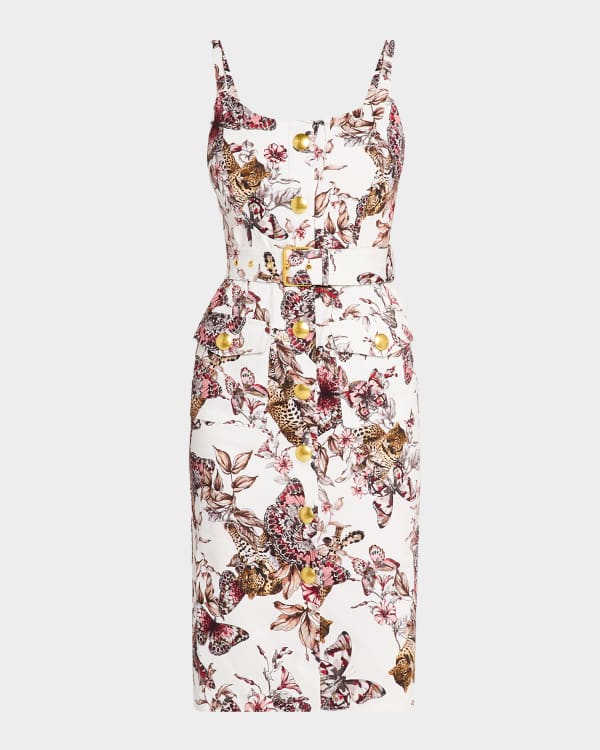 Theory Admiral Crepe Flared Short-Sleeve Midi Dress | Neiman Marcus