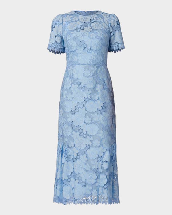 Shoshanna Anamaria Sleeveless Floral Lace Midi Dress | Neiman Marcus