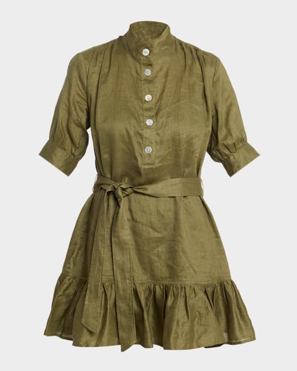 ALICE + OLIVIA Melvina Tie-Front Gathered Babydoll Dress | Neiman