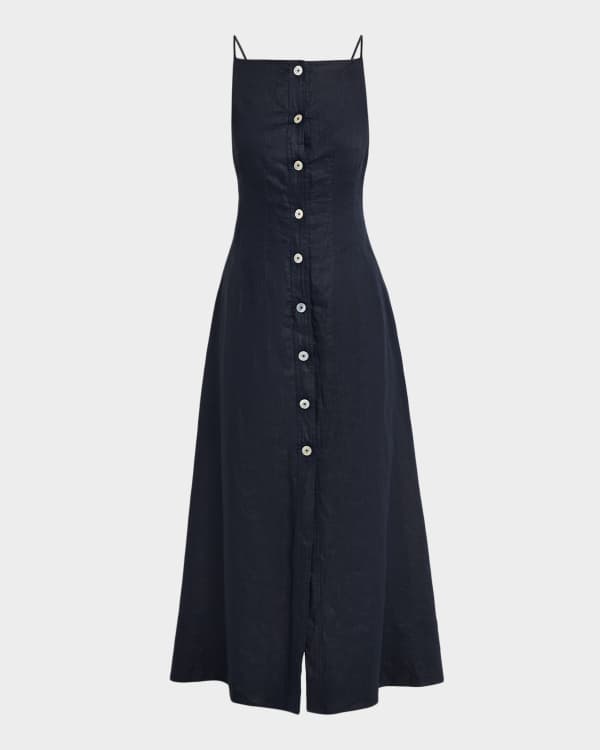 Black Halo Ara Pleated Bow-Front Midi Dress | Neiman Marcus