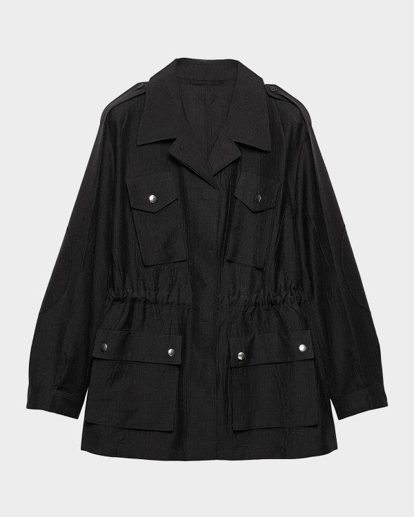 Prada Single-Breasted Double Cashwool Caban Jacket | Neiman Marcus