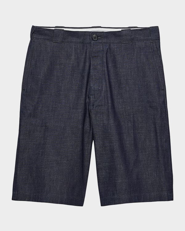 Loewe Men's Maxi-Anagram Washed Denim Shorts | Neiman Marcus