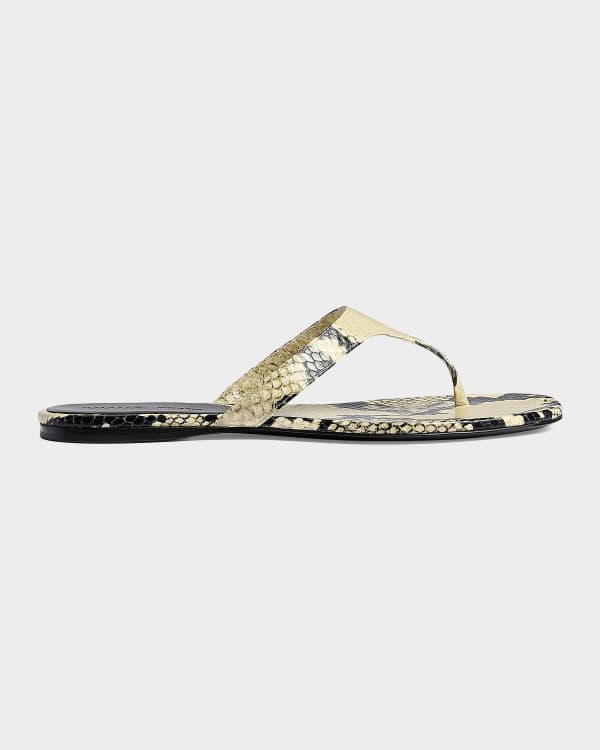 Khaite Python-Embossed Slide Mule Sandals | Neiman Marcus