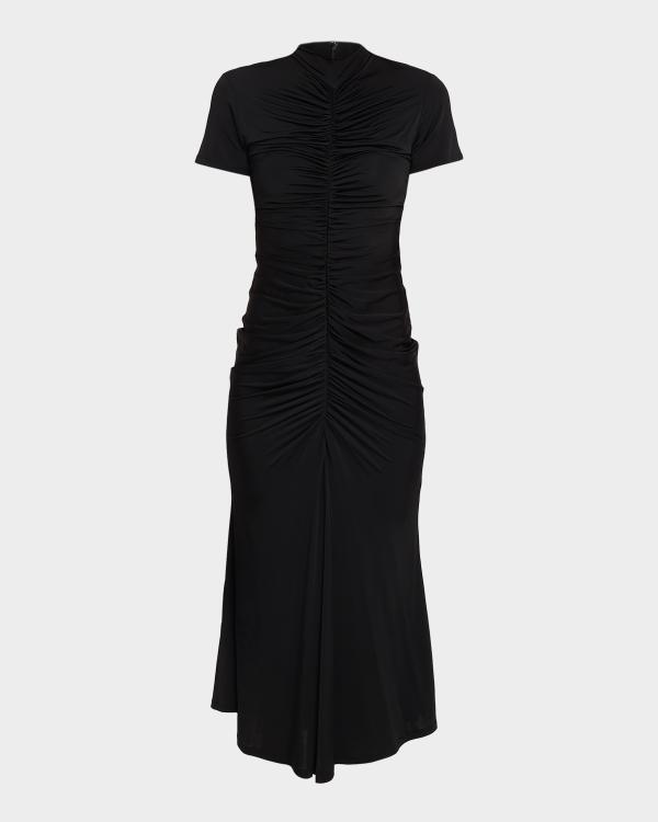 最終SALE✨EMPORIO ARMANI リネンブラウス　未使用】黒 Emporio Armani Zip-Front Milano Jersey Midi Dress | Neiman Marcus