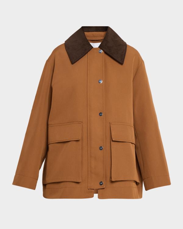 Ganni Cotton Suiting Oversized Blazer | Neiman Marcus