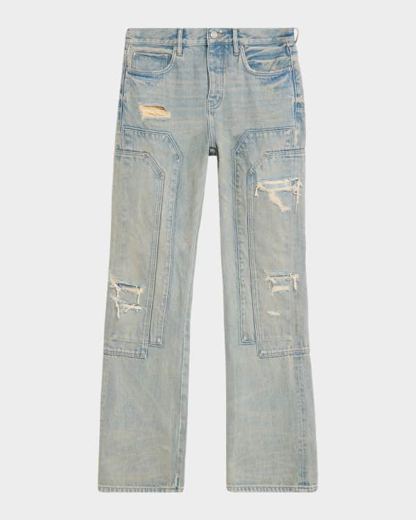 PURPLE Men's Crystal Side-Snap Flare Jeans | Neiman Marcus