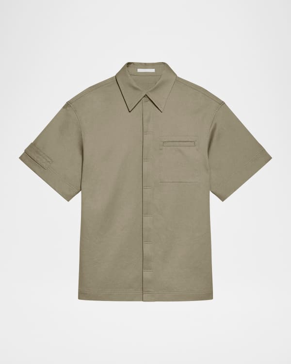 Helmut Lang Men's Cropped Apex Button-Down Shirt | Neiman Marcus