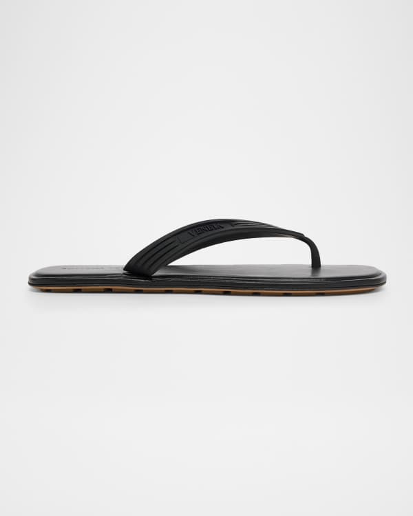 Giorgio Armani Men's Leather Logo Flip Flop Sandals | Neiman Marcus