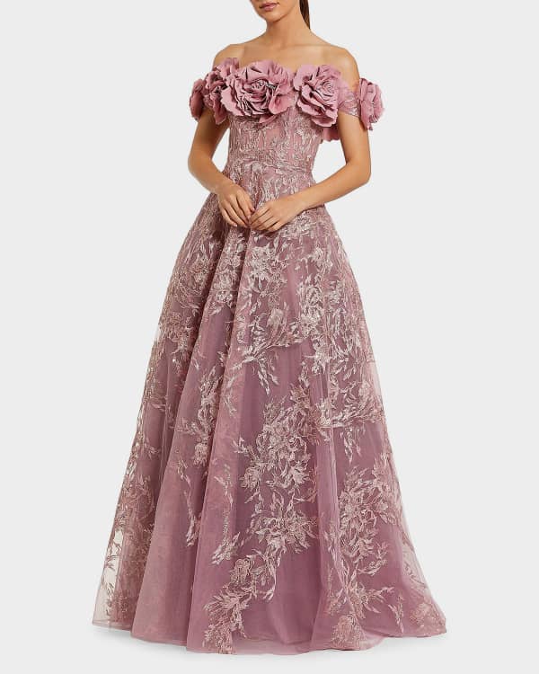 Mac Duggal Tiered Polka Dot Charmeuse Halter Gown | Neiman Marcus