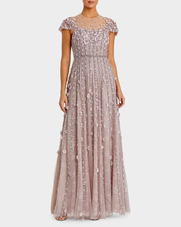 Mac Duggal Tiered Polka Dot Charmeuse Halter Gown | Neiman Marcus