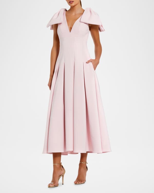 navy blue dress for baby girl Badgley Mischka Pleated A-Line Midi Dress