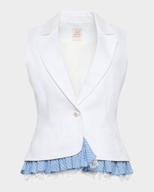 Cinq a Sept Ronin Lace Denim Top | Neiman Marcus