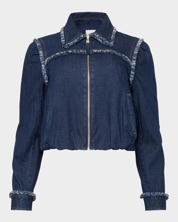 L'AGENCE Koda Cropped Denim Jacket | Neiman Marcus