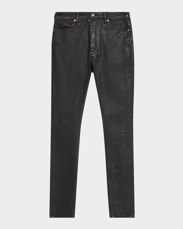 Amiri Men's Staggered Leather Logo Skinny Jeans | Neiman Marcus