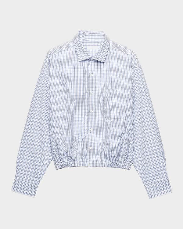 Prada Men's Technical Cotton Zip-Up Shirt | Neiman Marcus