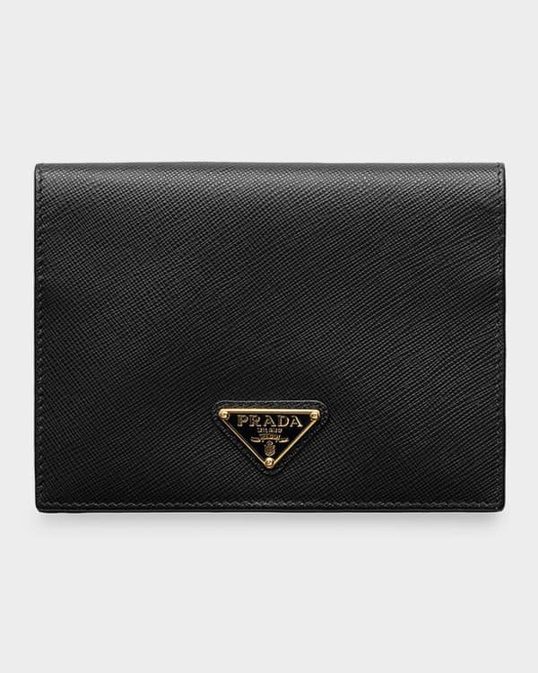 Prada Small Floral-Print Saffiano Leather Wallet | Neiman Marcus